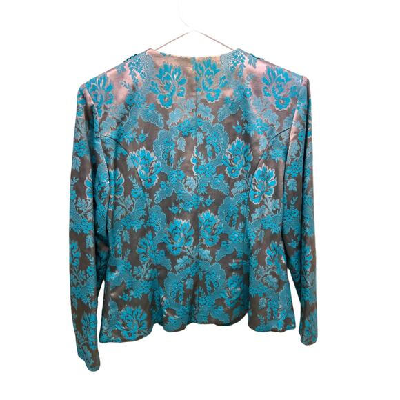 Vintage Nah Nah Collection Blue Embroidered Blazer Jacket Beaded Button Size 12 - Picture 6 of 8